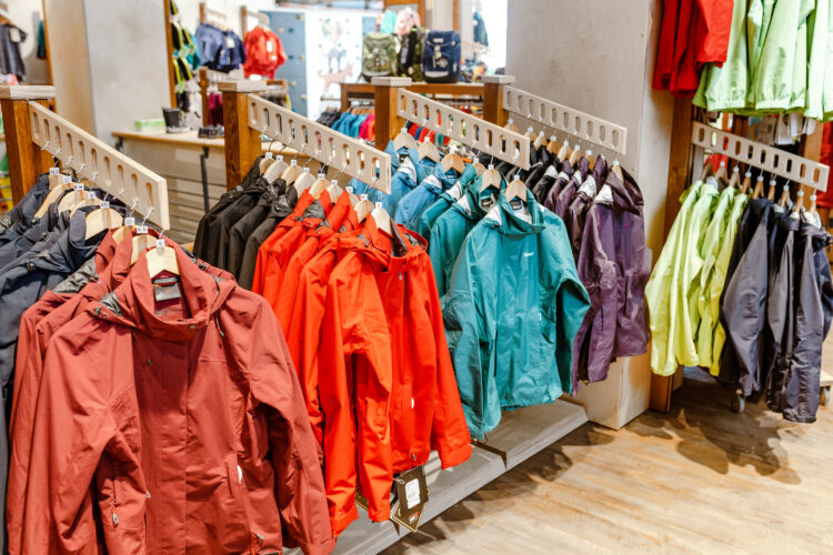 Raincoat waterresistant jackets for sale at hiking equipment shop